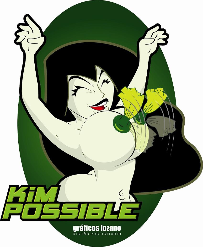 arms_up big_breasts black_hair breasts disney disney_channel female female_only graficos_lozano human kim_possible large_breasts nipple_covers pasties rule34 shego solo straight_hair