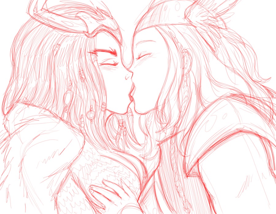 2girls female female_only fluffy_(artist) genderswap genderswap_(mtf) human human_only kissing lady_loki light-skinned_female light_skin marvel marvel_comics multiple_females multiple_girls rule34 rule_63 straight_hair thor_(marvel) thor_(series) yuri