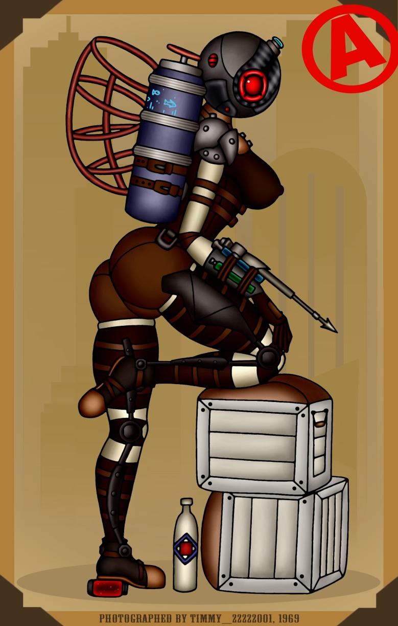 1girls ass big_ass big_sister big_sister_(bioshock) bioshock bioshock_2 female looking_at_viewer nipples pinup rule34 solo tagme