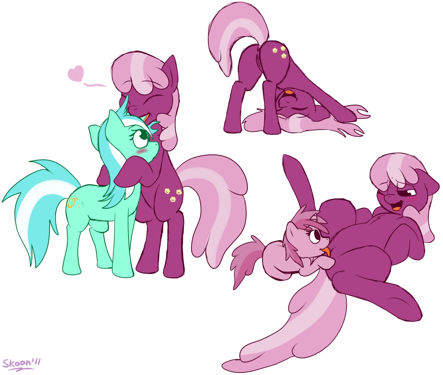 berry_pinch_(mlp) cheerilee_(mlp) cub earth_pony equine female feral friendship_is_magic horse lyra_heartstrings_(mlp) my_little_pony pony rule34 skoon smooth_skin unicorn young