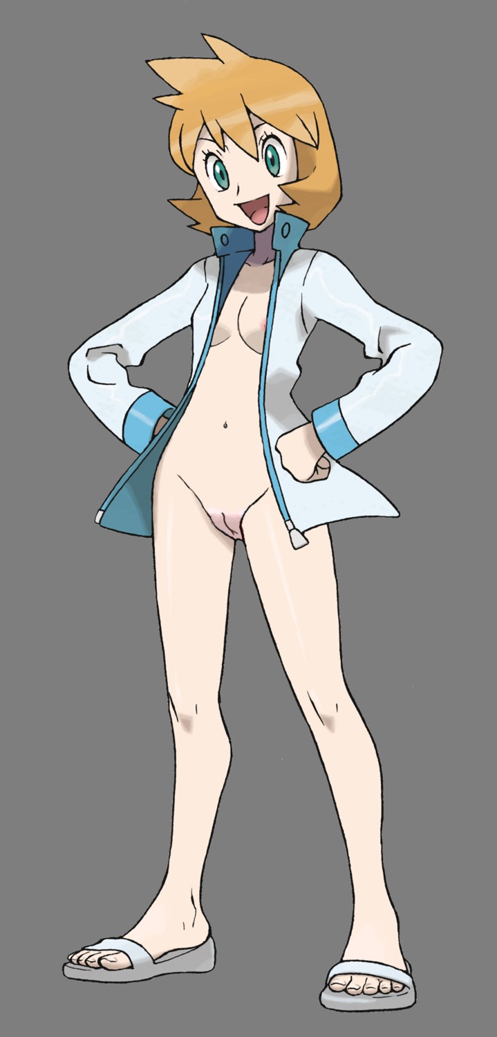 accurate_art_style casual edit female female_only flip_flops footwear gym_leader human human_only kasumi_(pokemon) ken_sugimori misty_(pokemon) misty_(pokemon_hgss) nonsexual nonsexual_nudity official_art official_artwork_edit orange_hair outerwear pale_skin pokemon pokemon_hgss rule34 sandals solo