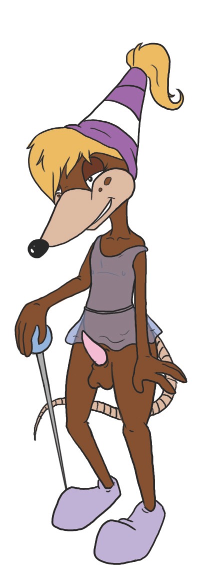 anthro black_nose blonde_hair bottomless brown_fur clothes color don_bluth footwear fur furry furry_only hair hat male male_only mouse ms._fieldmouse pidgey_(artist) pin rule34 rule_63 shoes simple_background solo tail thumbelina_(1994_film) white_background