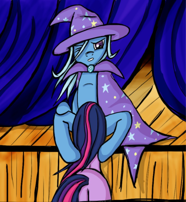 cunnilingus curtains duo e621 equid equine female female/female feral friendship_is_magic fur hair hasbro horse imjustanotherbrony mammal missing_horn multicolored_hair my_little_pony oral pony purple_body purple_fur purple_hair sex stage tail trixie_(mlp) twilight_sparkle_(mlp) two_tone_hair vaginal