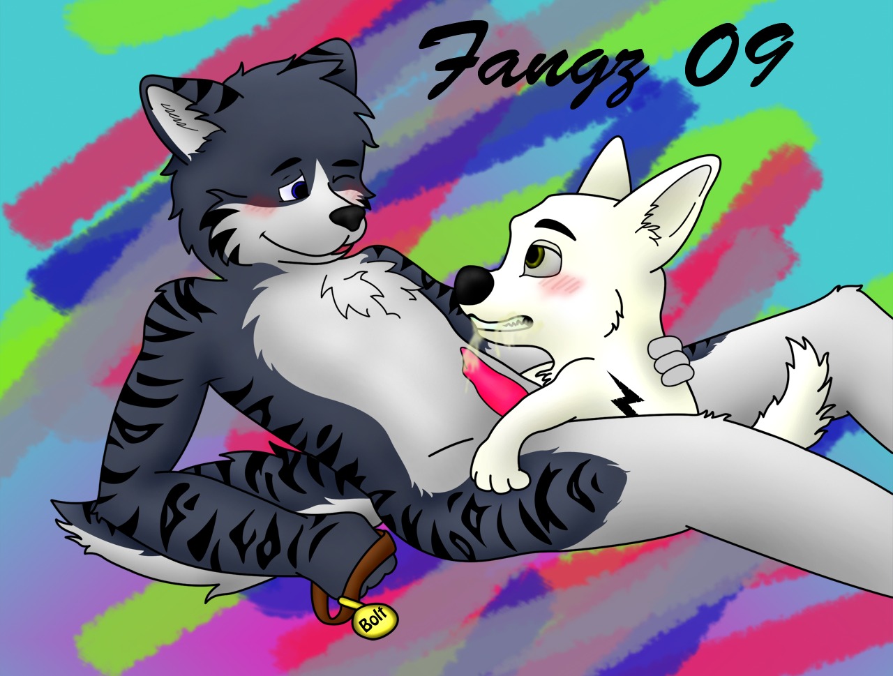 2009 anthro bolt_(bolt) bolt_(film) canine disney dog feral fur furry furry_only gay male male_only multiple_males no_humans nude penis rule34 side_view yaoi