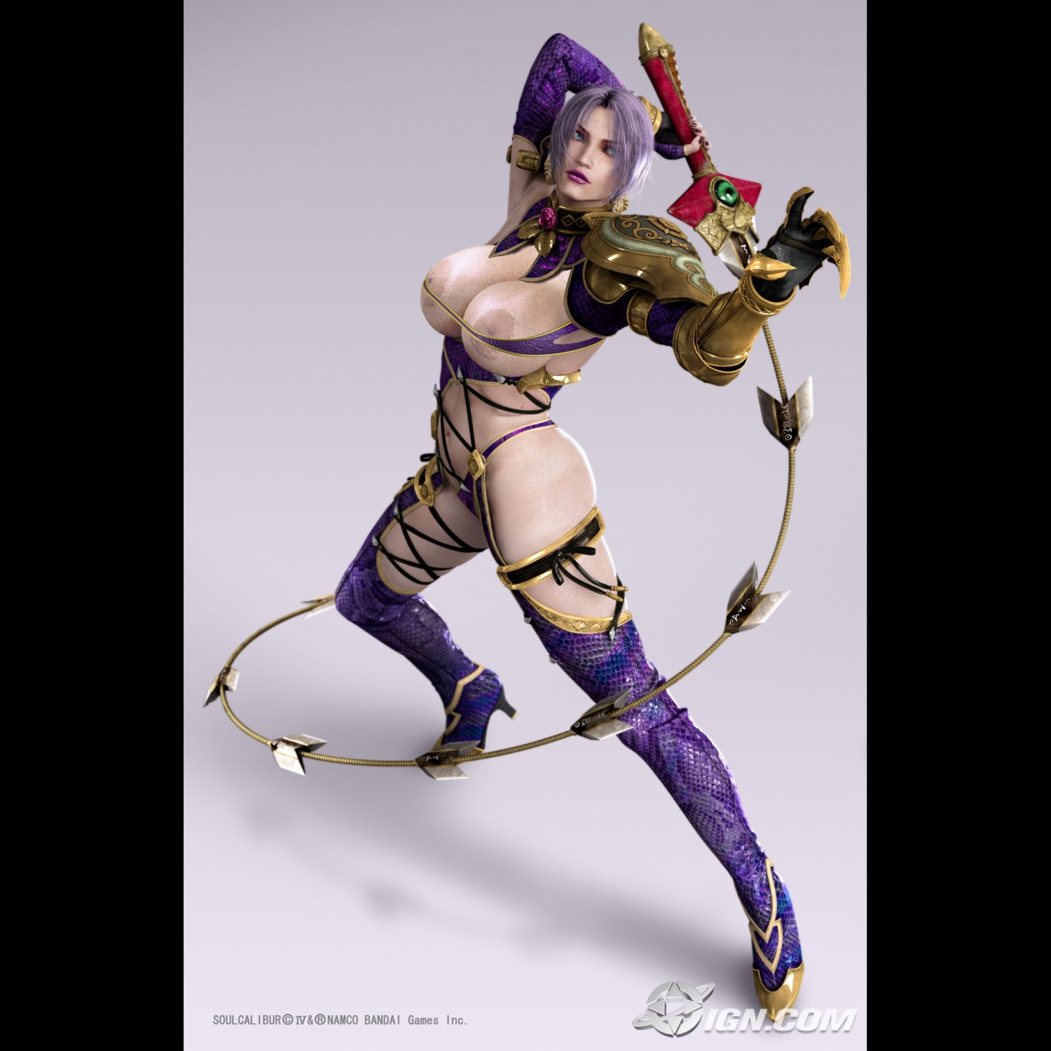 breasts edit female female_only highres huge_breasts human isabella_valentine nipples photoshop rule34 short_hair solo soul_calibur soul_calibur_iv sword weapon