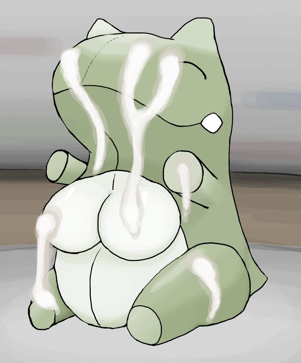 2014 bodily_fluids breasts cum cum_covered digital_media_(artwork) doll e621 excessive_cum excessive_genital_fluids eyes_closed female genital_fluids hi_res inanimate_object messy nintendo ole plushie plushophilia pokemon smile solo substitute_doll what