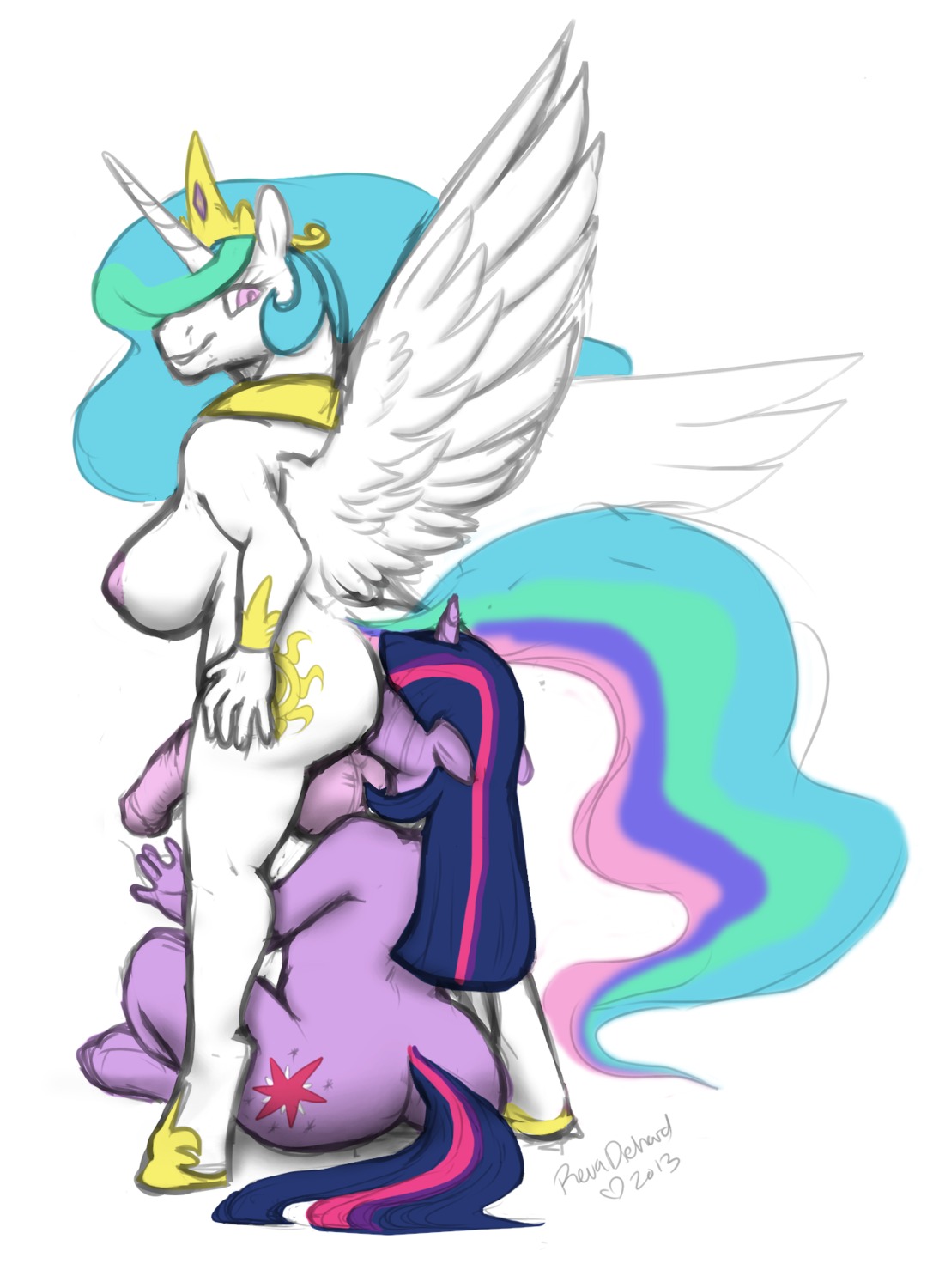2013 anal anatomically_correct anatomically_correct_genitalia anatomically_correct_penis animal_genitalia animal_penis anthro anthrofied balls breasts colored crown cutie_mark duo e621 equid equine equine_genitalia equine_penis erection feathered_wings feathers female female_rimming_gynomorph female_rimming_intersex friendship_is_magic fur genitals gynomorph gynomorph/female hair hasbro headgear hi_res horn intersex intersex/female mammal multicolored_hair my_little_pony mythological_creature mythological_equine mythology nipples nude oral penis princess_celestia_(mlp) purple_body purple_fur purple_hair revadiehard rimming rimming_gynomorph sex sitting standing twilight_sparkle_(mlp) two_tone_hair unicorn white_body white_fur winged_unicorn wings