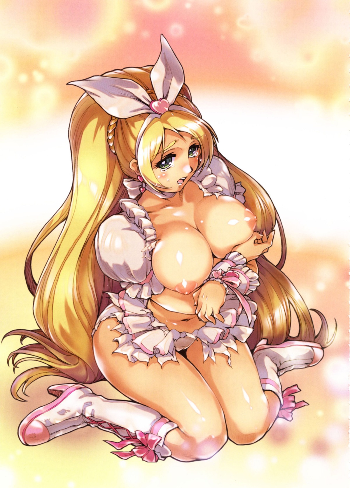 blonde_hair blush boots breasts clothing cure_rhythm female high_resolution hisahiko large_breasts long_hair magical_girl minamino_kanade precure pretty_cure rule34 suite_precure