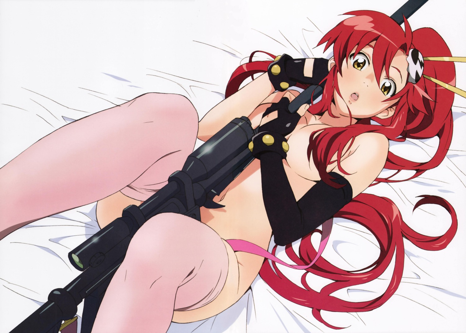 1girls duplicate female female_only gun high_resolution nude red_hair rule34 solo tagme tengen_toppa_gurren_lagann weapon yoko_littner