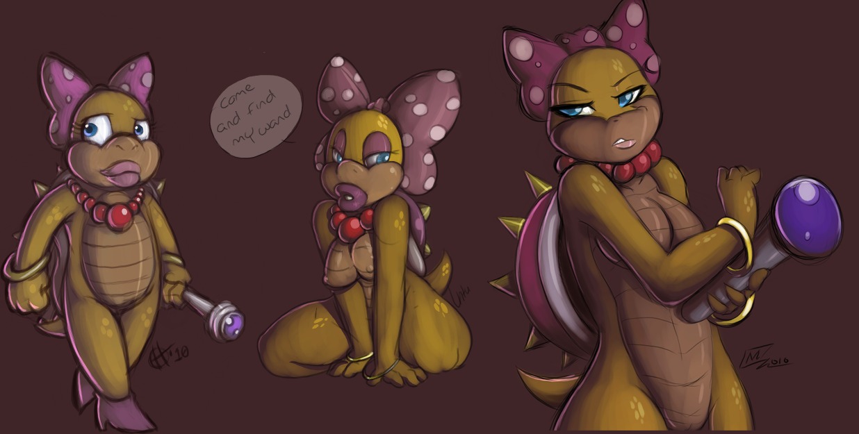 alternate_breast_size anthro artist_request bow bracelet breasts color eyelashes eyeshadow female female_only high_heels koopa koopalings lipstick mario_(series) necklace nintendo nipples pearl_necklace pink_shell polka_dots rule34 scalie shell smooth_skin solo spiked_shell spikes spiky_shell tail wand wendy_o._koopa