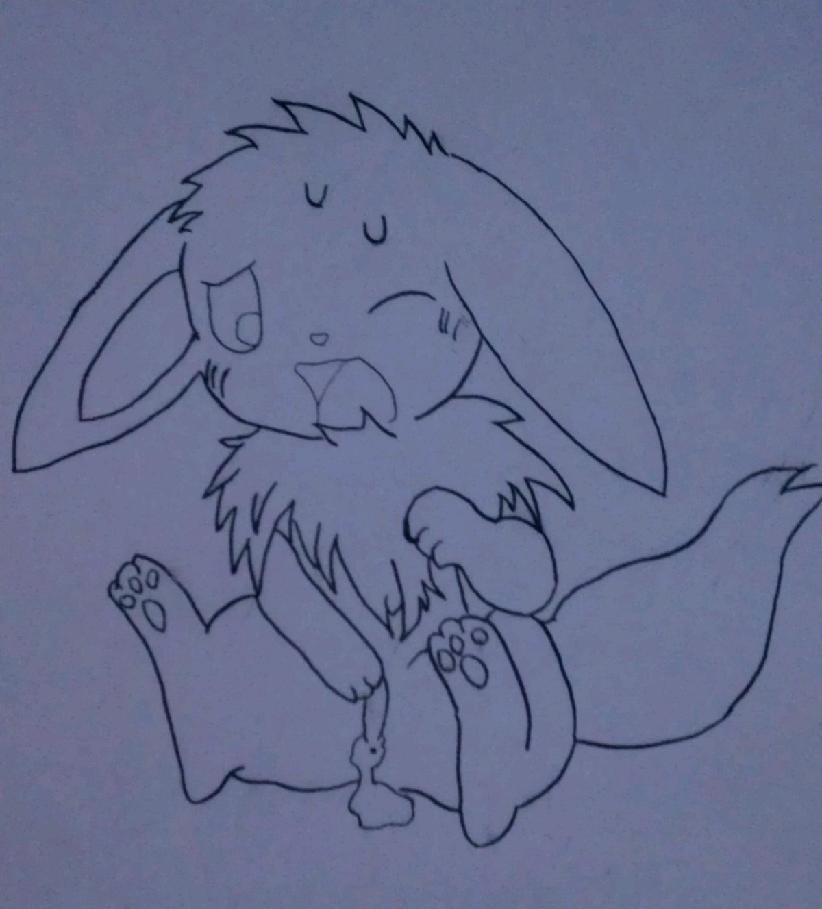 eevee female female_only feral front_view fur furry monochrome nudity pokemon pokemon_(species) rule34 solo