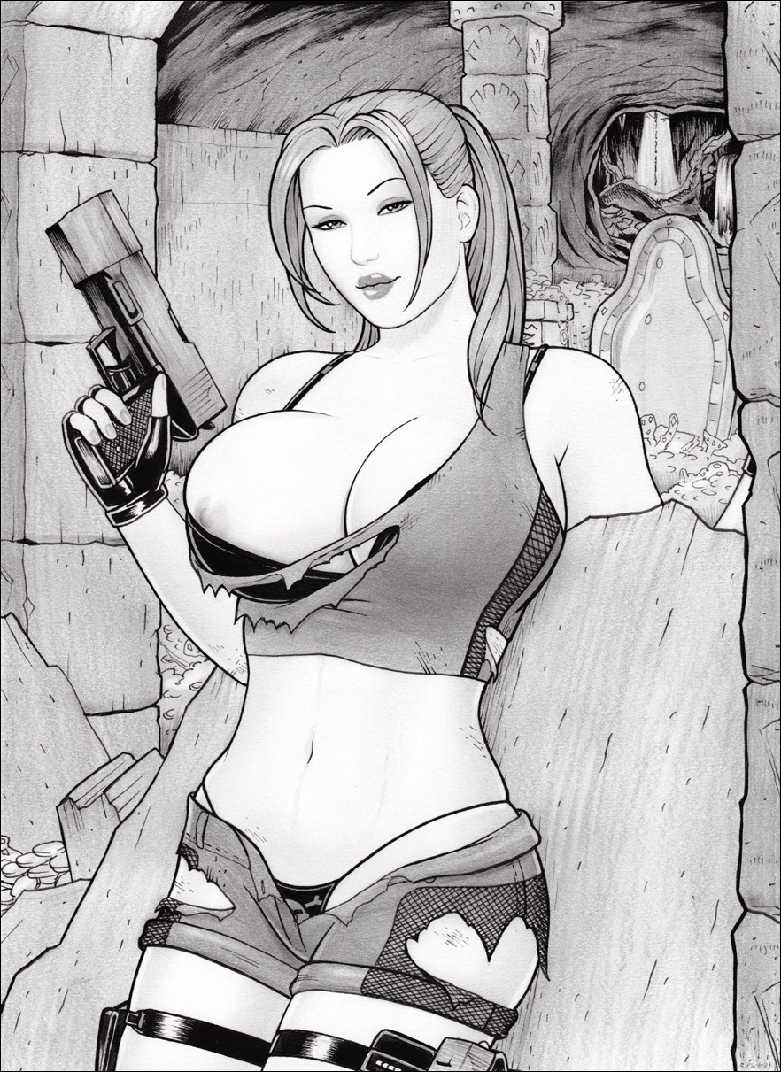 female lara_croft lara_croft_(classic) monochrome rplatt rule34 tagme tomb_raider tomb_raider_(classic)