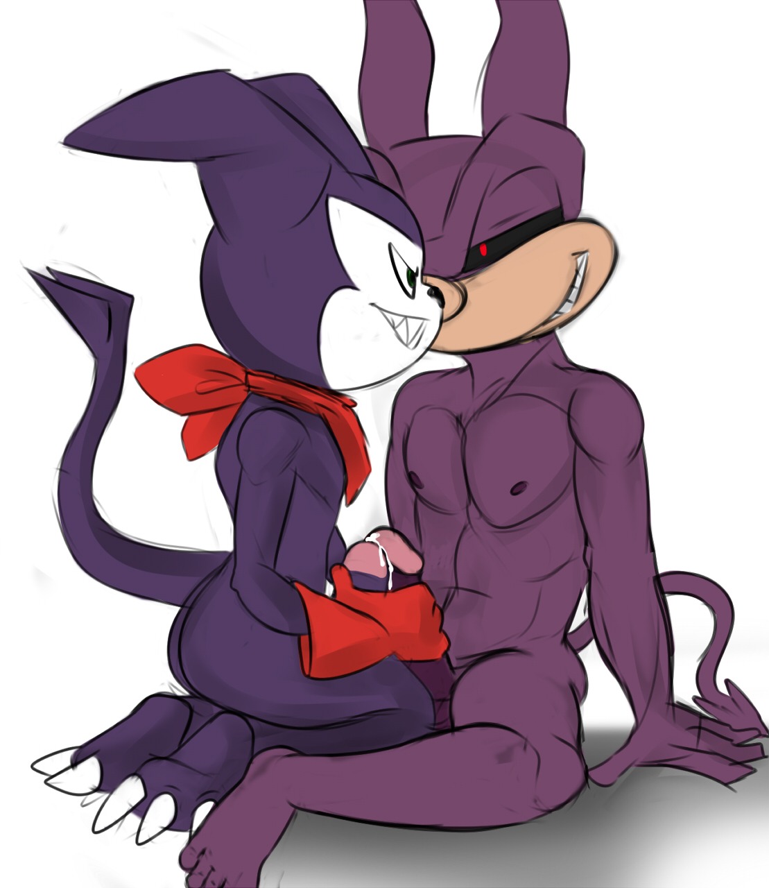 bandai_namco bodily_fluids claws cum digimon digimon_(species) duo e621 erection frottage genital_fluids genitals half-closed_eyes handjob handjob_frottage hi_res humanoid imp impmon jersey_devil jersey_devil_(character) jersey_devil_(game) jerseydevil kneeling male male/male masturbation narrowed_eyes penile penile_masturbation penis penises_touching precum sex shortstack shortstack_male sitting toe_claws