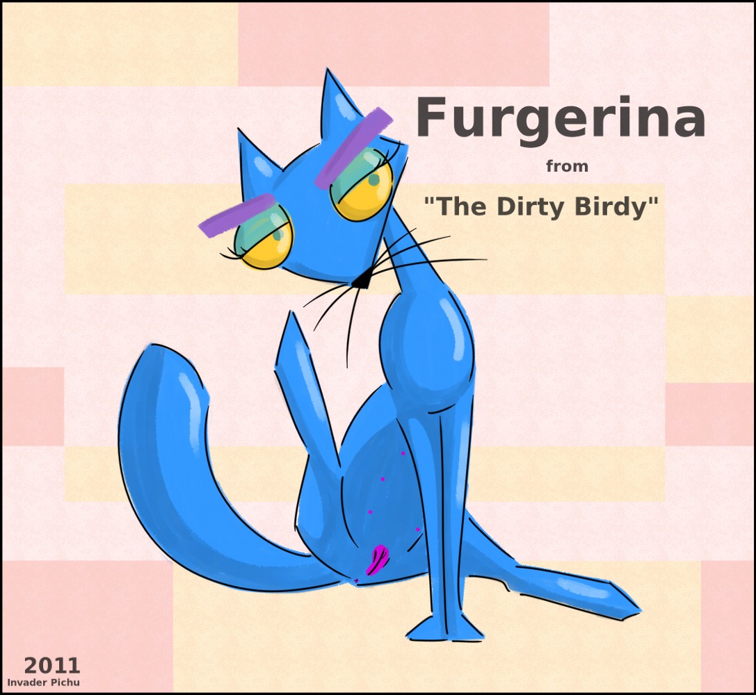 2011 black_border border domestic_cat e621 english_text felid feline felis female feral fergurina genitals insaneproxy mammal presenting sitting solo tail text the_dirdy_birdy vulva