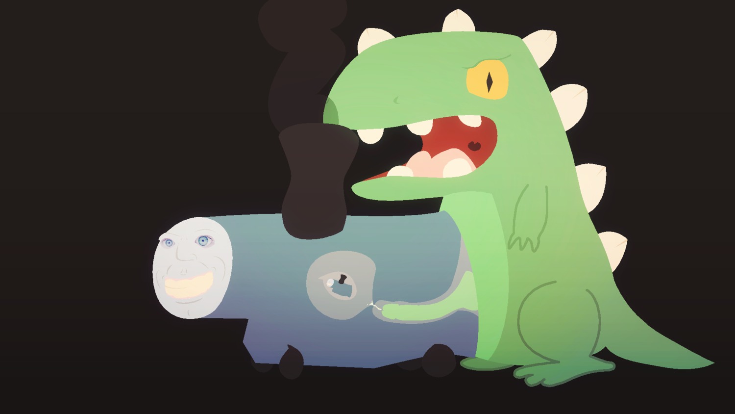 16:9 ambiguous_gender ambiguous_penetrated black_background crossover dinosaur dire_machine dire_train dire_vehicle duo e621 erection genitals grin hi_res impregnation interspecies kaiju living_machine living_train living_vehicle machine male male/ambiguous male_penetrating male_penetrating_ambiguous mattel nickelodeon penetration penis prehistoric_species reptar reptile rugrats saurischian scalie sex simple_background smile tail theropod thomas_and_friends thomas_the_tank_engine train unknown_artist vehicle what what_has_science_done where_is_your_god_now why widescreen