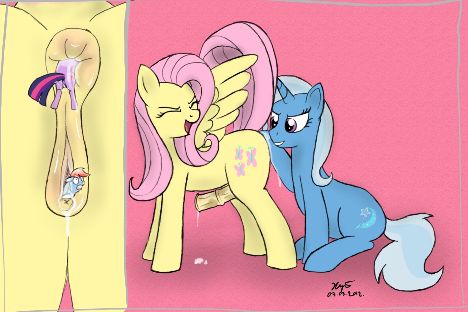2012 anal anal_vore animal_genitalia animal_vulva anus blue_body blue_fur bodily_fluids cum cutie_mark dripping e621 equid equine equine_genitalia equine_vulva erection eyes_closed feathered_wings feathers feral fluttershy_(mlp) friendship_is_magic fur genital_fluids genitals group hair hasbro herm herm_feral hi_res horn intersex intersex_feral long_hair mammal micro multicolored_hair my_little_pony mythological_creature mythological_equine mythology pegasus penis pink_hair precum precum_drip purple_body purple_eyes purple_fur rainbow_dash_(mlp) rainbow_hair sitting standing trixie_(mlp) twilight_sparkle_(mlp) unbirthing unicorn vaginal vore vulva wings xyi yellow_body yellow_feathers yellow_fur