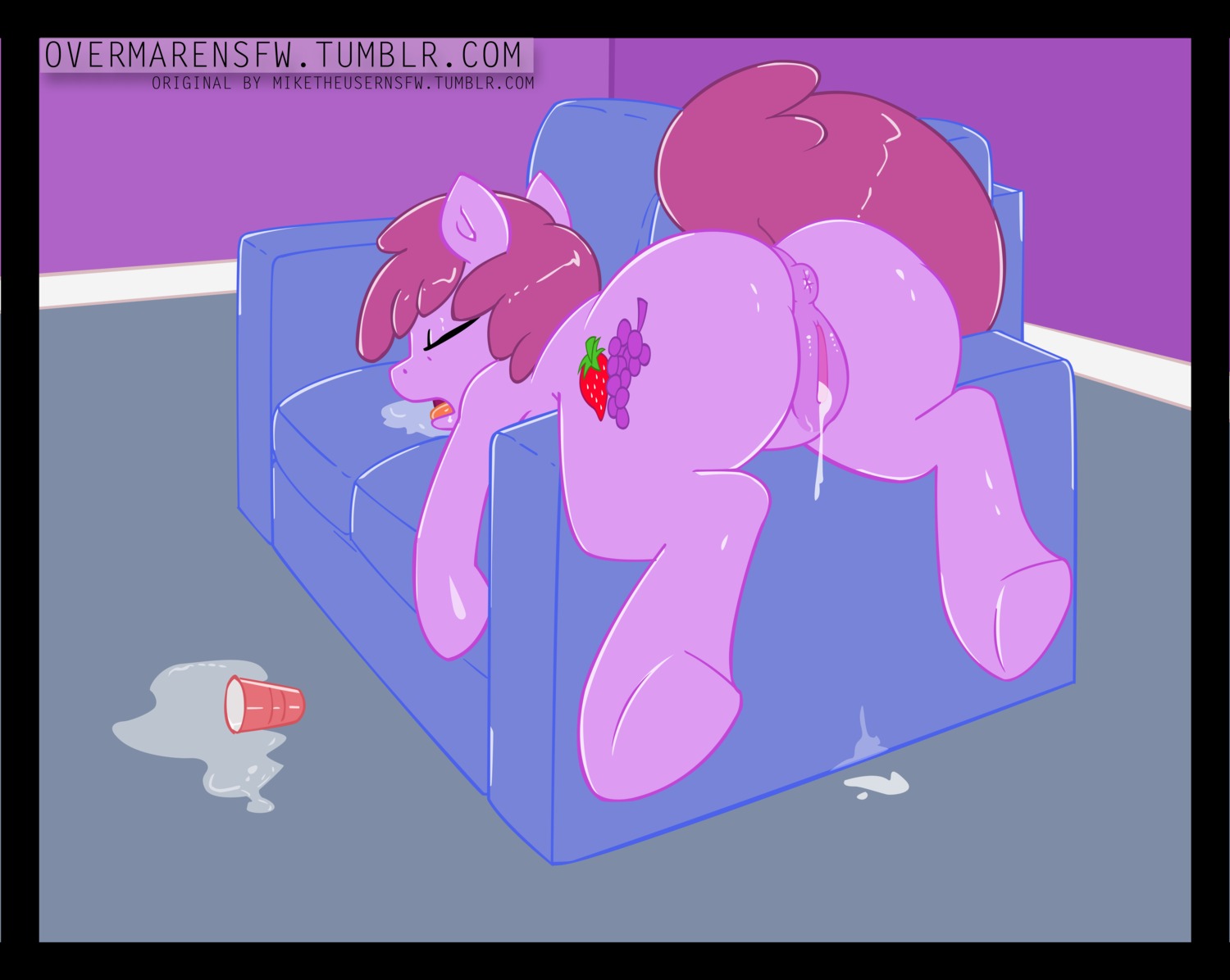 2013 absurd_res after_sex anus artist_collaboration bent_over berry_punch_(mlp) bodily_fluids butt colored cum cum_in_vagina cum_inside cutie_mark drooling e621 earth_pony equid equine eyes_closed female feral friendship_is_magic furniture genital_fluids genitals hasbro hi_res horse mammal miketheuser my_little_pony nude open_mouth overmare pony presenting presenting_hindquarters presenting_vulva puffy_anus saliva sofa solo tail third-party_edit tongue tongue_out vaginal_fluids vulva