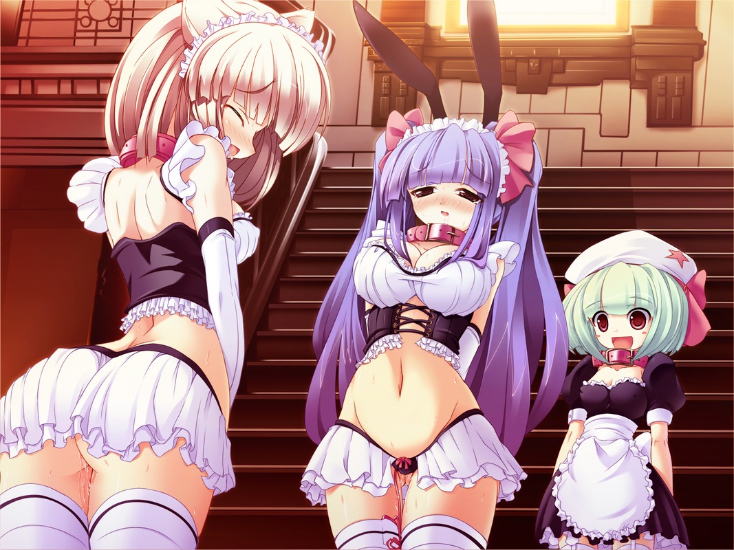 blonde_hair female female_only long_hair maid multiple_females multiple_girls original purple_hair pussy pussy_juice rule34 short_hair straight_hair thighhighs torisan vibrator