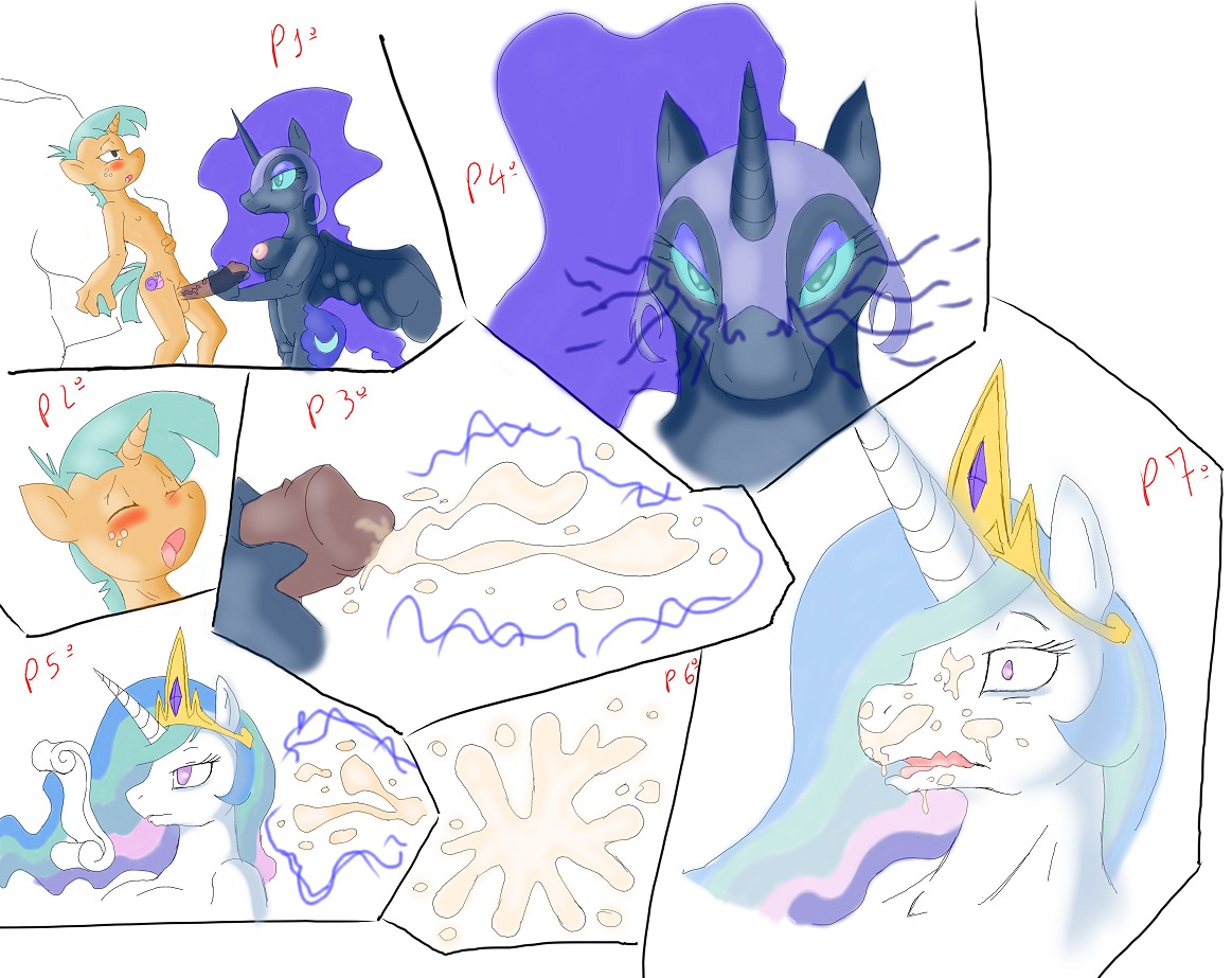 anthro anthrofied balls black_body black_feathers black_fur blue_eyes blue_hair blush bodily_fluids breasts comic crown cum cum_on_face cumshot cutie_mark dark-moltres e621 ejaculation equid equine erection feathered_wings feathers female friendship_is_magic fur genital_fluids genitals green_hair group hair handjob hasbro headgear horn magic male male/female mammal multicolored_hair my_little_pony mythological_creature mythological_equine mythology nightmare_moon_(mlp) open_mouth orgasm penile penis princess princess_celestia_(mlp) purple_eyes royalty sex shota side_boob simple_background snails_(mlp) tail tiara unicorn white_background white_body white_fur winged_unicorn wings yellow_body yellow_fur young young_anthro