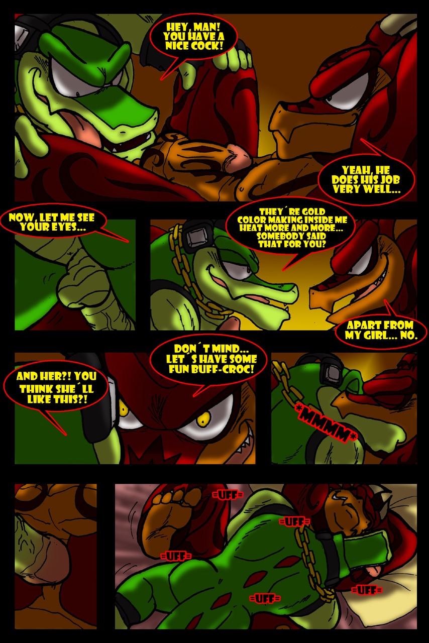 4_toes amber_eyes anal anal_penetration anthro anthro_on_anthro anthro_penetrated anthro_penetrating anthro_penetrating_anthro anus back_focus backsack balls bedroom biceps bird's-eye_view broken_language butt chain_necklace comic crocodile crocodilian dialogue dragon duo e621 electronics english_text erection explicitly_stated_consent eyes_closed fangs feet from_front_position fucked_silly genitals gold_(metal) gold_jewelry gold_necklace green_body green_penis green_scales grunting hands_behind_head happy happy_sex headphones hi_res high-angle_view horn hug humanoid_feet infidelity inside interspecies jewelry kissing looking_pleasured lying male male/male male_penetrated male_penetrating male_penetrating_male mating_press missionary_position moan muscular muscular_male mythological_creature mythological_scalie mythology necklace nipples non-mammal_balls non-mammal_nipples nude obscured_anal obscured_penetration obscured_sex on_back open_mouth paws pecs penetration penile penile_penetration penis penis_in_ass perineum plantigrade red_body red_scales reptile ring scales scalie sega seth_(yuski) sex soles sonic_the_hedgehog_(series) spread_legs spreading stated_bisexuality stated_sexuality tail teeth text thedirtyshark toes tongue tongue_out vector_the_crocodile vein yellow_eyes