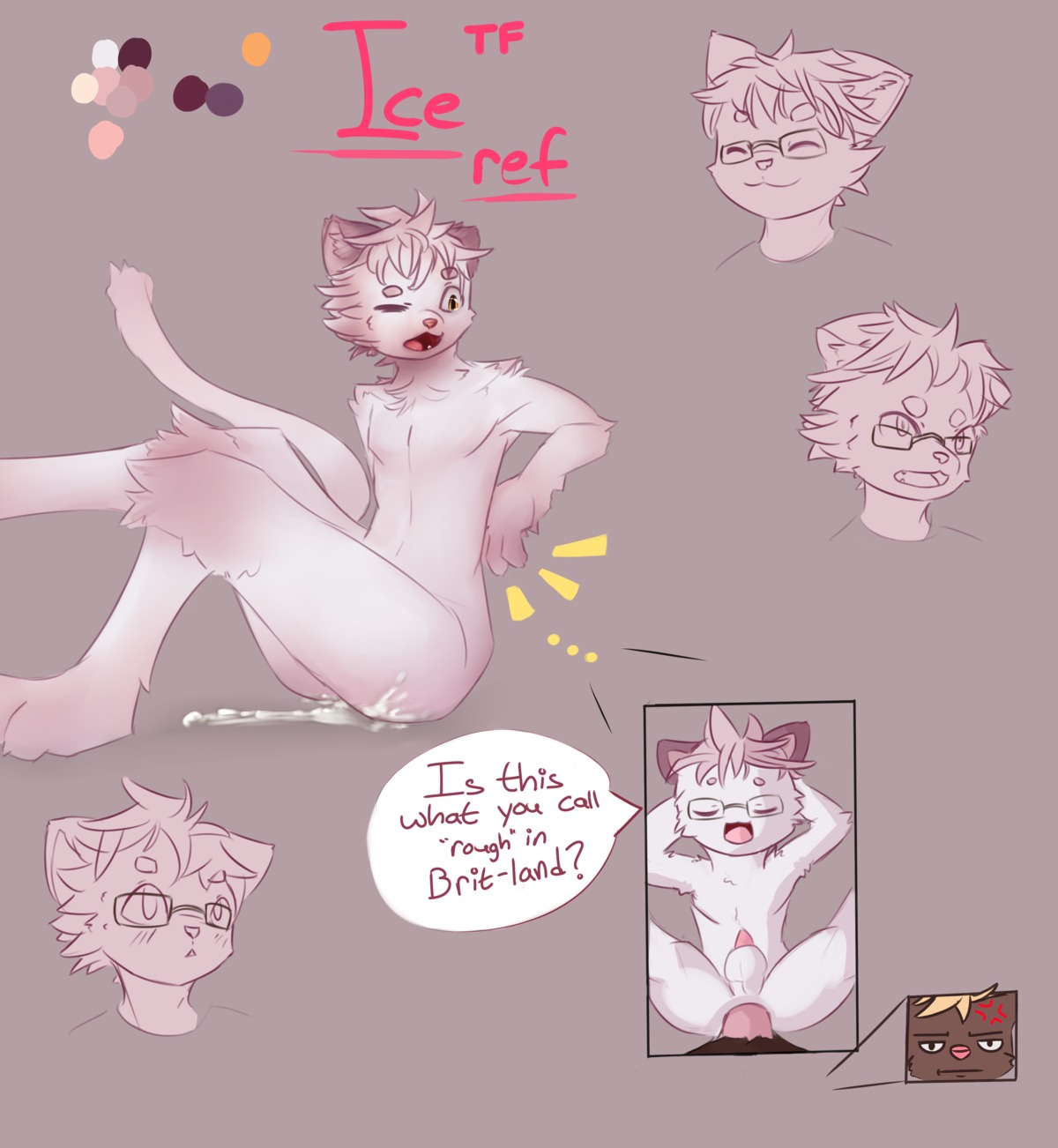 absurd_res after_sex anal anal_penetration anthro balls bodily_fluids butt chibi clothed clothing cum cum_on_butt domestic_cat duo e621 english_text erection expressions eyewear felid feline felis fur genital_fluids genitals glasses hair hi_res ice_(icetf) icetf male male/male male_penetrated male_penetrating male_penetrating_male mammal model_sheet nude orange_eyes penetration penis pink_nose sex simple_background text tight_fit topless