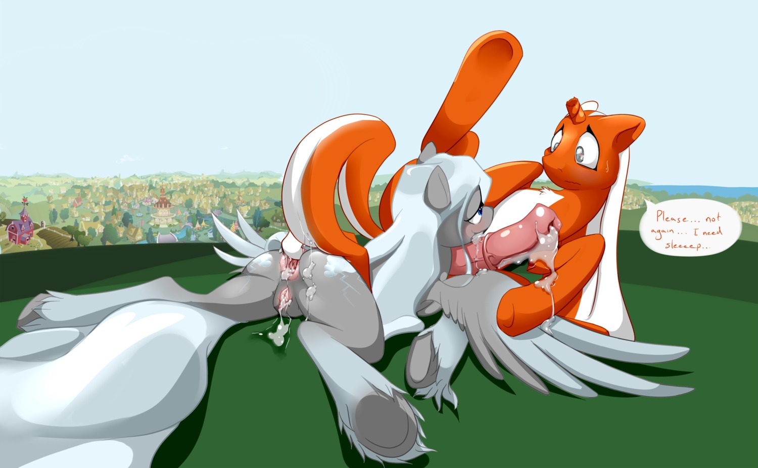 after_sex animal_genitalia animal_penis anus bodily_fluids broken_horn cum cum_from_mouth cum_in_ass cum_in_mouth cum_in_vagina cum_inside cutie_mark dialogue dripping duo e621 english_text equid equine equine_genitalia equine_penis erection fan_character feathered_wings feathers female feral gaping gaping_anus genital_fluids genitals hasbro hi_res horn lying male male/female mammal messy my_little_pony mythological_creature mythological_equine mythology nude on_front pegasus penis quadruped severus short_story spread_anus spread_legs spreading stormfront story story_in_description tail text unicorn vaginal vulva wings