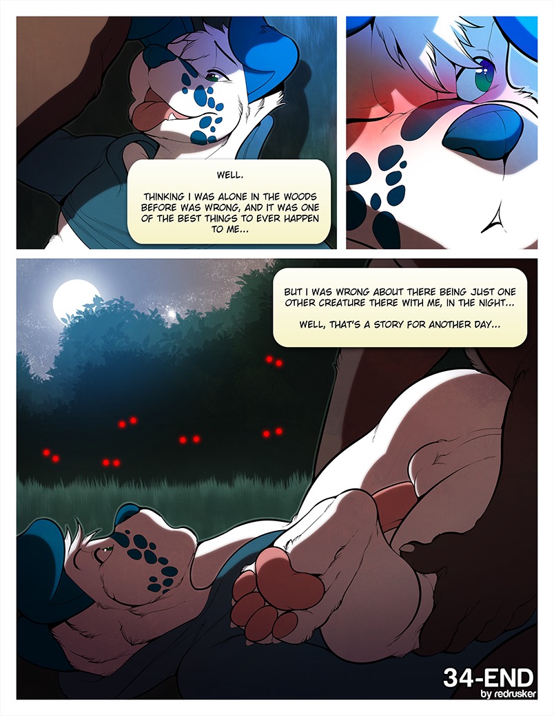2013 alone_in_the_woods anal anal_penetration anthro balls being_watched biceps blue_body blue_fur blue_nose blush bottomless canid canine canis claws clothed clothing comic dalmatian digital_media_(artwork) disembodied_eyes domestic_dog duo e621 english_text erection faceless_character faceless_male fur genitals grass looking_at_another male male/male male_penetrated male_penetrating male_penetrating_male mammal multiple_scenes muscular mythological_canine mythological_creature mythology night number open_mouth page_number penetration penis plant red_eyes redrusker sea_salt sex text tongue tongue_out werecanid werecanine werecreature werewolf wolf