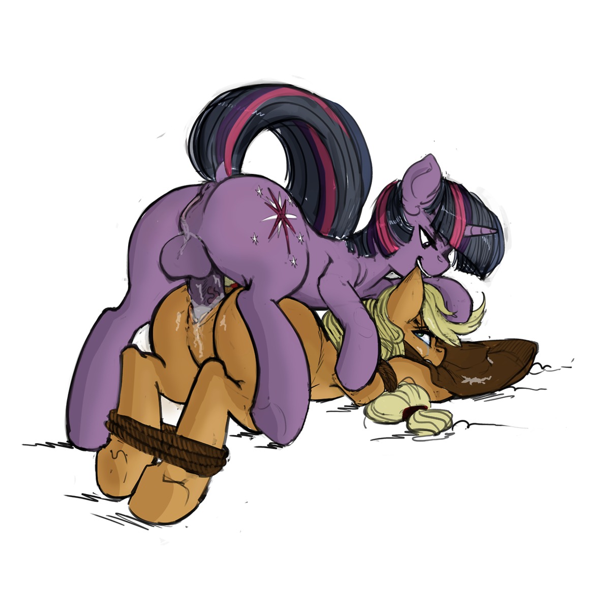 1:1 2013 all_fours allosaurus_(artist) anus applejack_(mlp) backsack balls bdsm bite blonde_hair bodily_fluids bondage bound butt clothing colored cowboy_hat cum cum_in_vagina cum_inside cutie_mark digital_media_(artwork) doggystyle duo e621 earth_pony equid equine erection female female_penetrated feral feral_on_feral forced freckles friendship_is_magic from_behind_position fur gag gagged genital_fluids genitals green_eyes hair hands_tied hasbro hat headgear headwear herm herm/female herm_feral herm_penetrating herm_penetrating_female hi_res horn horse intersex intersex/female intersex_feral intersex_penetrating intersex_penetrating_female kevinsano lying mammal multicolored_hair my_little_pony mythological_creature mythological_equine mythology on_front on_top orange_body orange_fur orgasm penetration penile penile_penetration penis penis_in_vagina pony purple_body purple_eyes purple_fur purple_hair rape sex simple_background twilight_sparkle_(mlp) two_tone_hair unicorn vaginal vaginal_penetration vulva white_background