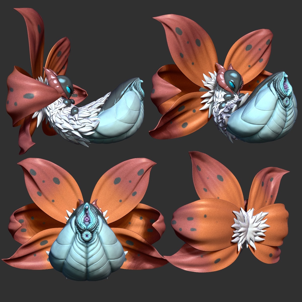 1:1 3d_(artwork) anus arthropod arthropod_abdomen arthropod_abdomen_genitalia arthropod_abdomen_vulva butt compound_eyes darth_saburou digital_media_(artwork) e621 female feral gaping generation_5_pokemon genitals grey_background grotesque_genitals hi_res insect lepidopteran looking_at_viewer lying multiple_angles nintendo on_back pokemon pokemon_(species) presenting presenting_hindquarters simple_background slocik solo volcarona vulva