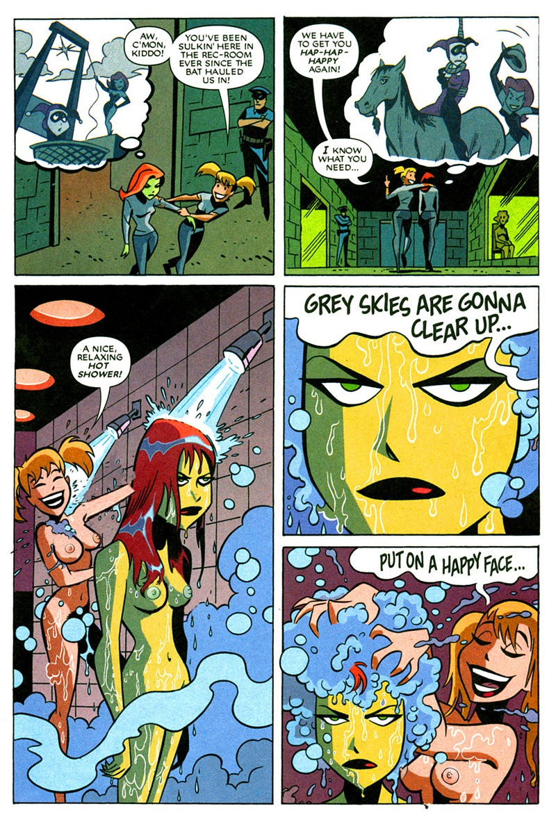 2d angry batman:_the_animated_series batman_(series) blonde_female blonde_hair breasts bruce_timm canonical_scene casual comic dc dc_comics dcau dialogue female female_only green-skinned_female green_skin harleen_quinzel harley_quinn human lee_loughridge multiple_females multiple_girls nipples nonsexual nonsexual_nudity nude pale_skin pamela_isley poison_ivy poison_ivy_(dcau) red_hair rule34 shane_glines shower speech_bubble tagme the_new_batman_adventures white_female