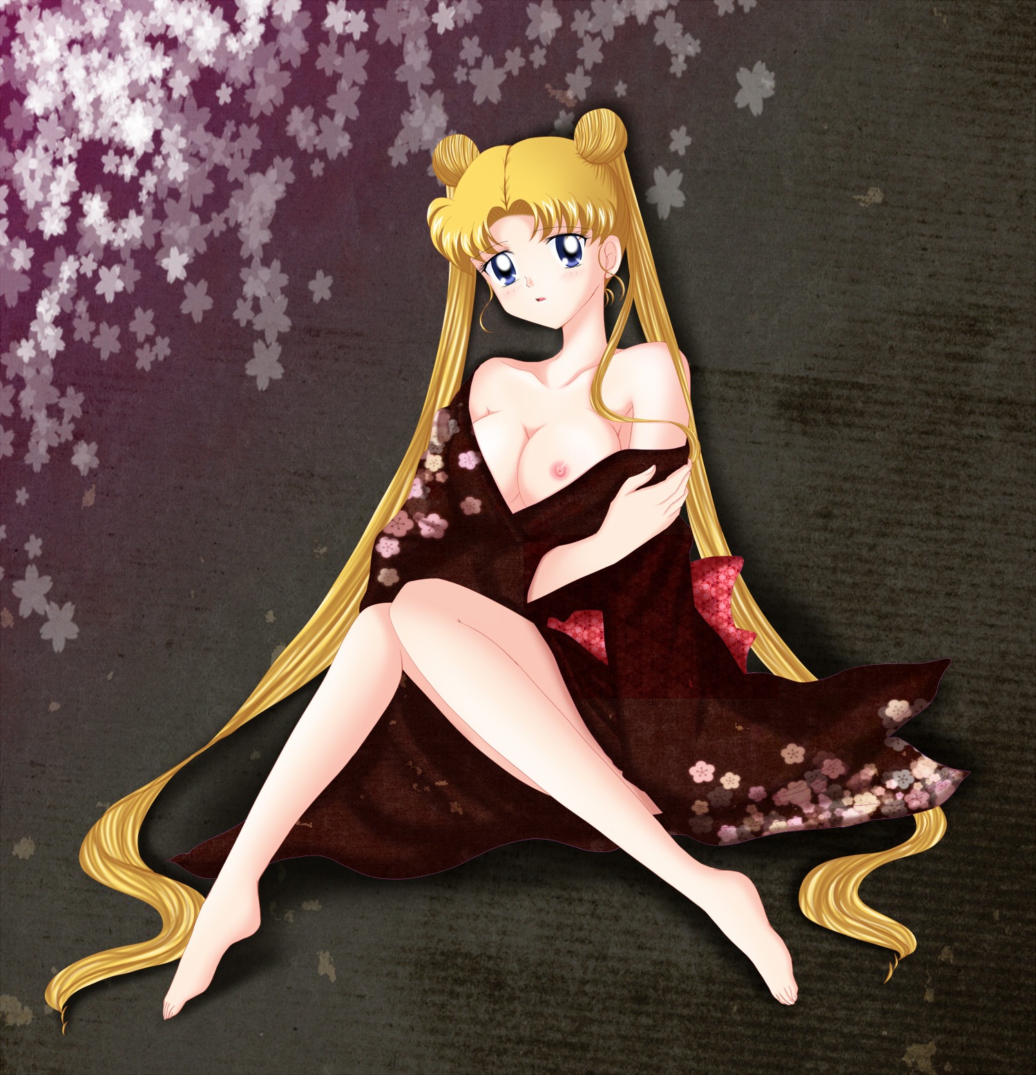 1girls bishoujo_senshi_sailor_moon blonde_hair blue_eyes breasts clothing double_bun eiri_(moonlit_cherry) female female_only hair_buns kimono long_hair medium_breasts nipples rule34 solo tagme twintails usagi_tsukino