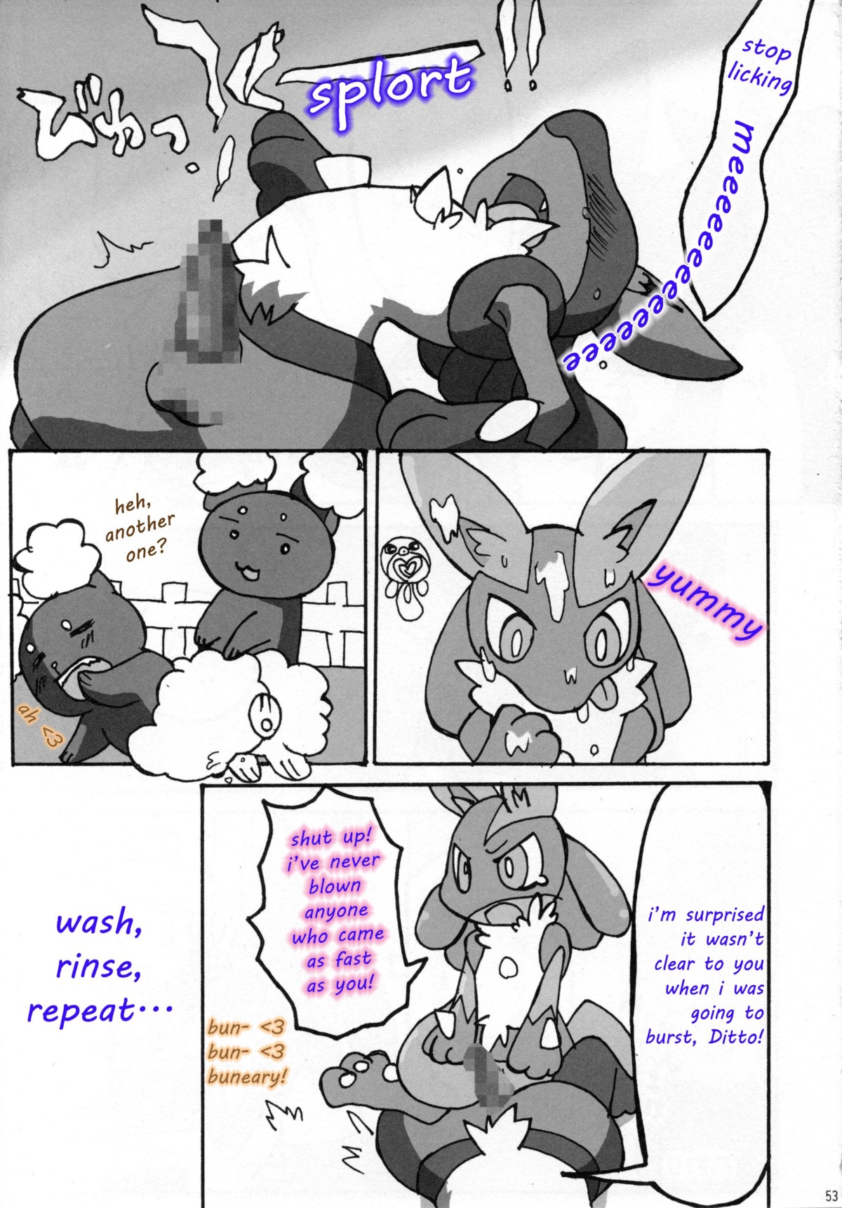 buneary censored cum cumshot female fur lucario male nintendo orgasm penis pokemon pokemon_(species) rule34 straight