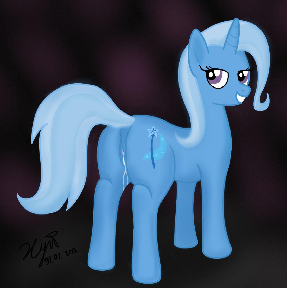 equine female feral friendship_is_magic horn horse mammal mane my_little_pony mythological_creature mythological_equine mythology pony purple_eyes pussy rule34 smooth_skin tagme tail trixie_(mlp) trixie_lulamoon unicorn xyi