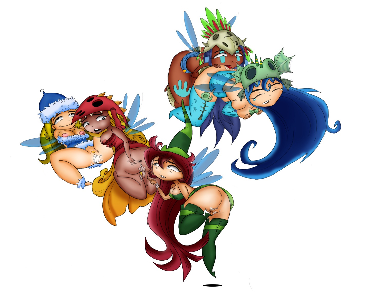 5girls annetta_fish_(rayman) ass betilla_(rayman) breasts edith_up_(rayman) fairy fairy_wings female female_only first_porn_of_character hair helena_handbasket_(rayman) holly_luya_(rayman) incest mrmayhemm multiple_females multiple_girls nipples nymph_(rayman) oddrich orgy pussy pussy_juice rayman_(series) rayman_origins red_hair rule34 sex sisters white_background wings yuri