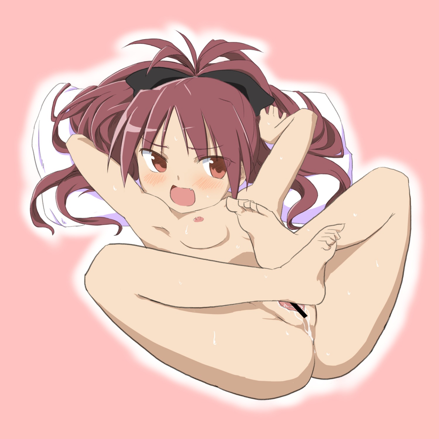 10s 2011 artist_request barefoot blush blush_lines blushing blushing_at_viewer boobs breasts completely_nude curvaceous curvy curvy_body curvy_female curvy_figure feet female female_focus female_human female_human_feet female_only human human_only legs legs_up looking_at_viewer magical_girl mahou_shoujo_madoka_magica naked naked_female nervous nervous_sweat nipples nude nude_female pink_background puella_magi_madoka_magica pussy red_background rule34 sakura_kyouko simple_background small_breasts soles solo solo_female solo_focus spread_legs sweat sweatdrop sweating tagme tomes vagina