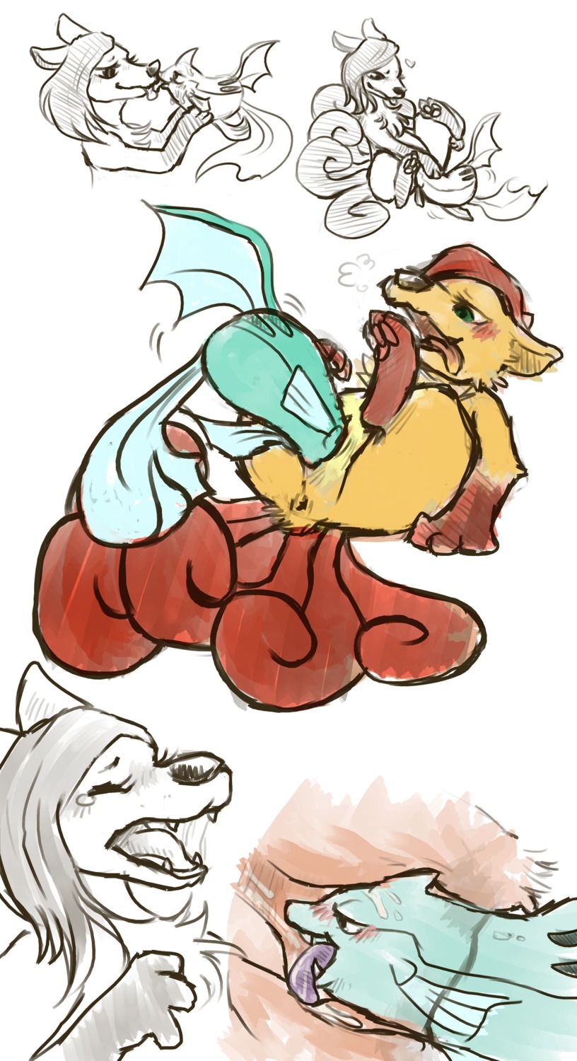 ambiguous_gender anus aquatic black_eyes blush bodily_fluids canid canine cunnilingus cute_fangs digital_drawing_(artwork) digital_media_(artwork) duo e621 eyes_closed fangs female feral fish fish_insertion french_kissing generation_1_pokemon generation_2_pokemon genitals green_eyes haychel heart_symbol hi_res internal internal_vaginal interspecies kissing mammal mixed_media multi_tail nintendo open_mouth oral pokemon pokemon_(species) remoraid saliva sequence sex sharp_teeth size_difference tail tears teeth tongue tongue_out unbirthing vaginal vore vulpix vulva