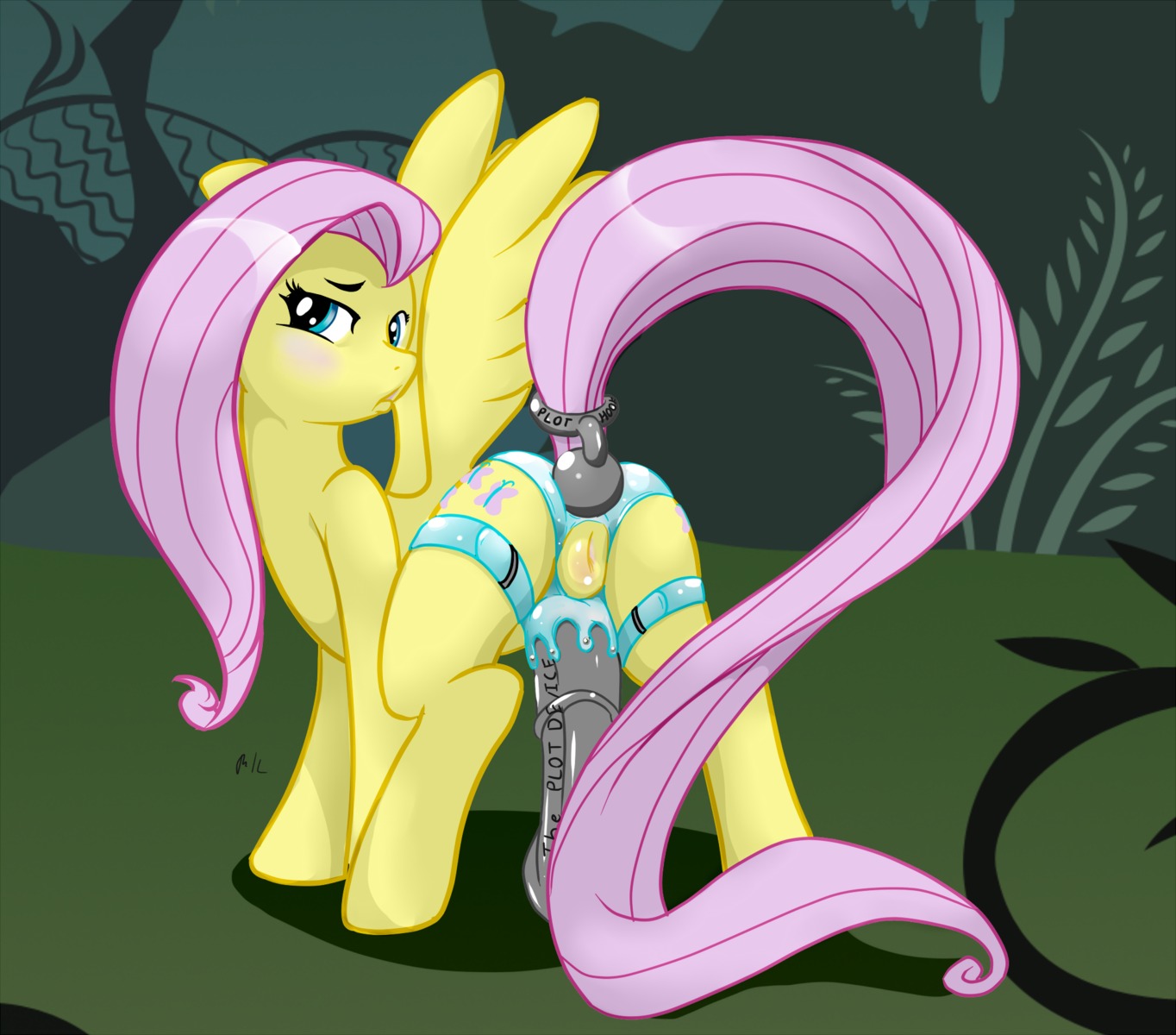 anal anal_beads anal_beads_in_ass anal_penetration blush butt cutie_mark detailed_background dildo e621 equid equine feathered_wings feathers female feral fluttershy_(mlp) forest friendship_is_magic genitals grass hair hasbro hi_res long_tail looking_at_viewer mammal my_little_pony mythological_creature mythological_equine mythology object_in_ass outside pegasus penetration pink_hair plant presenting severus sex_toy sex_toy_in_ass sex_toy_insertion solo strapon tail the_plot_device tree vulva wearing_strapon wings wood yellow_body yellow_feathers
