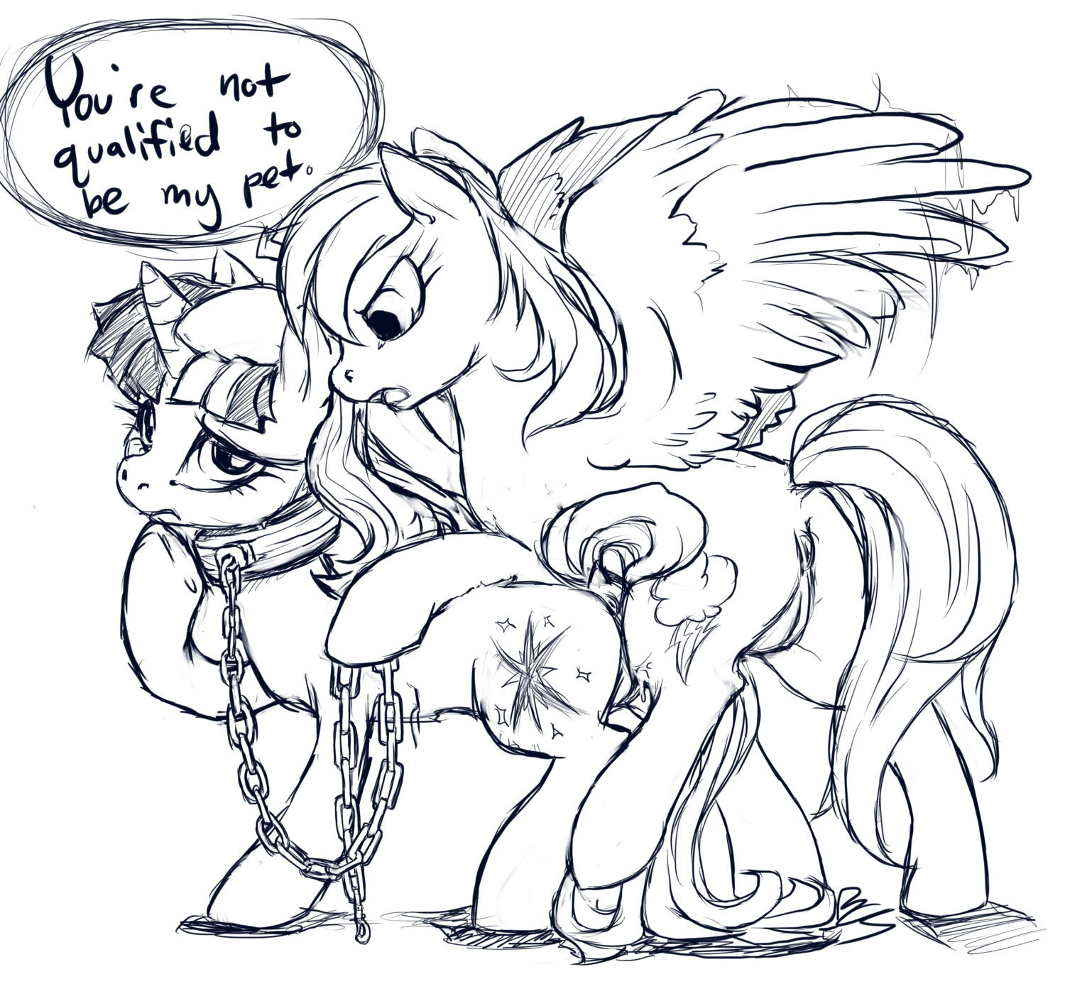 absurd_res anatomically_correct anatomically_correct_genitalia anatomically_correct_vulva animal_genitalia animal_vulva anus bdsm black_and_white bodily_fluids buttercup_saiyan chain chain_leash collar cutie_mark dialogue digital_drawing_(artwork) digital_media_(artwork) dominant dominant_female duo e621 english_text equid equine equine_genitalia equine_vulva feathered_wings feathers female female/female feral friendship_is_magic fur genital_fluids genitals hair handwritten_text hasbro hi_res horn leash line_art mammal monochrome my_little_pony mythological_creature mythological_equine mythology open_mouth pegasus petplay puffy_anus quadruped rainbow_dash_(mlp) roleplay rubbing side_view simple_background sketch slave speech_bubble submissive submissive_female tail text twilight_sparkle_(mlp) unicorn vaginal_fluids vulva white_background wing_boner wings