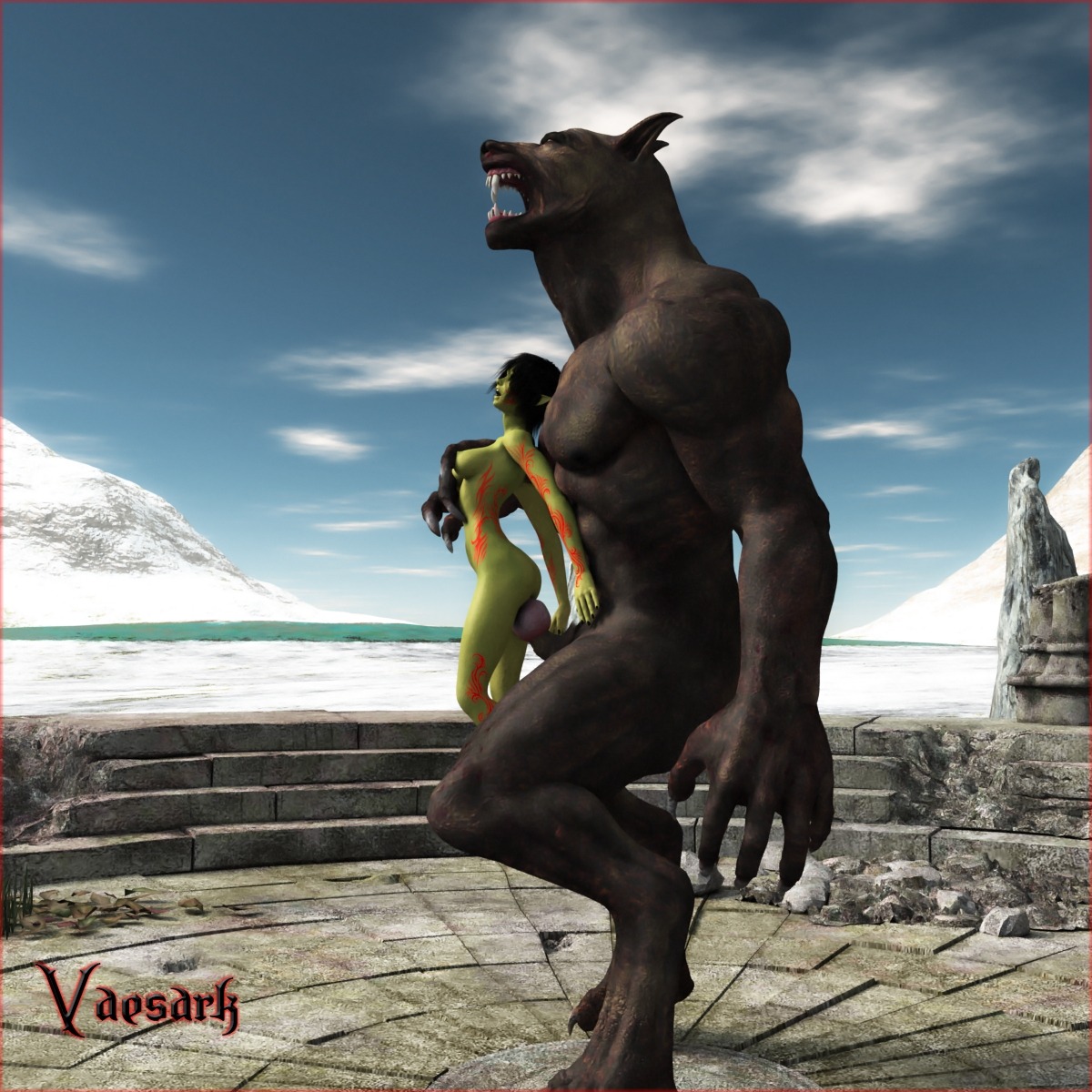 1:1 3d_(artwork) abs animal_genitalia animal_penis anthro anthro_penetrating anthro_penetrating_humanoid biceps black_hair breasts canid canine canine_genitalia canine_penis digital_media_(artwork) duo e621 elf erection female female_on_anthro female_penetrated genitals green_body green_skin hair hi_res humanoid humanoid_on_anthro humanoid_penetrated interspecies knot male male/female male_on_humanoid male_penetrating male_penetrating_female mammal muscular mythological_canine mythological_creature mythology nipples nude pecs penetration penile penile_penetration penis penis_in_vagina sex sheath tattoo vaesark vaginal vaginal_penetration werecanid werecanine werecreature werewolf