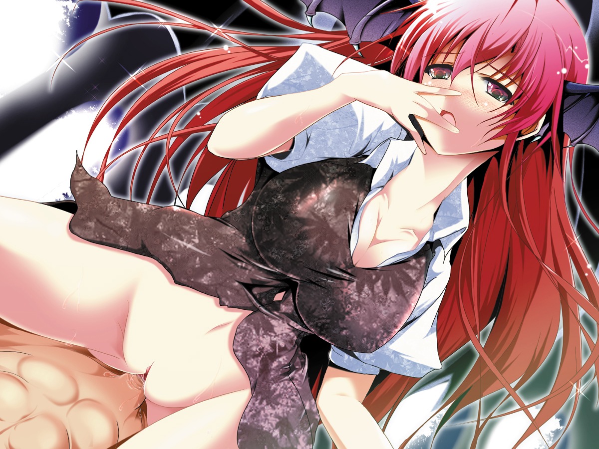breasts cowgirl_position female game_cg head_wings headwings koakuma large_breasts long_hair male penis pov pussy red_eyes red_hair reiha_(penetrate) rule34 sex straddle straight the_embodiment_of_scarlet_devil touhou uncensored vaginal_penetration visual_novel wings