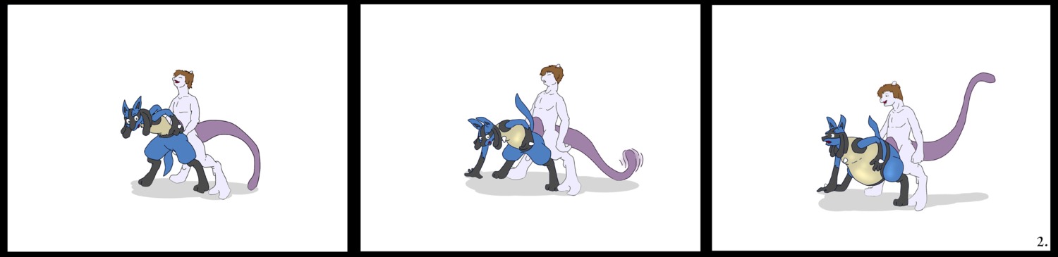 anthro canine color cum_inflation feline fur interspecies legendary_pokemon lucario male male_only mewtwo multiple_males nintendo pokemon pokemon_(species) rule34 sex side_view tagme tail what yaoi
