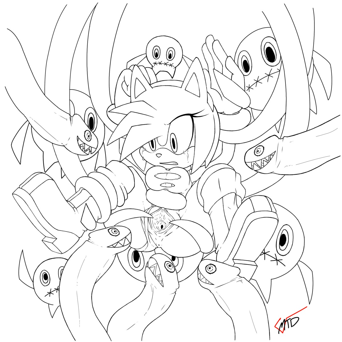 amy_rose anthro anus boo_(sonic) breasts crying female forced furry furry_only hedgehog imminent_rape marthedog monochrome monster pussy restrained rule34 sega short_hair simple_background solo_focus sonic_(series) sonic_the_hedgehog_(series) tears tentacle uncensored white_background