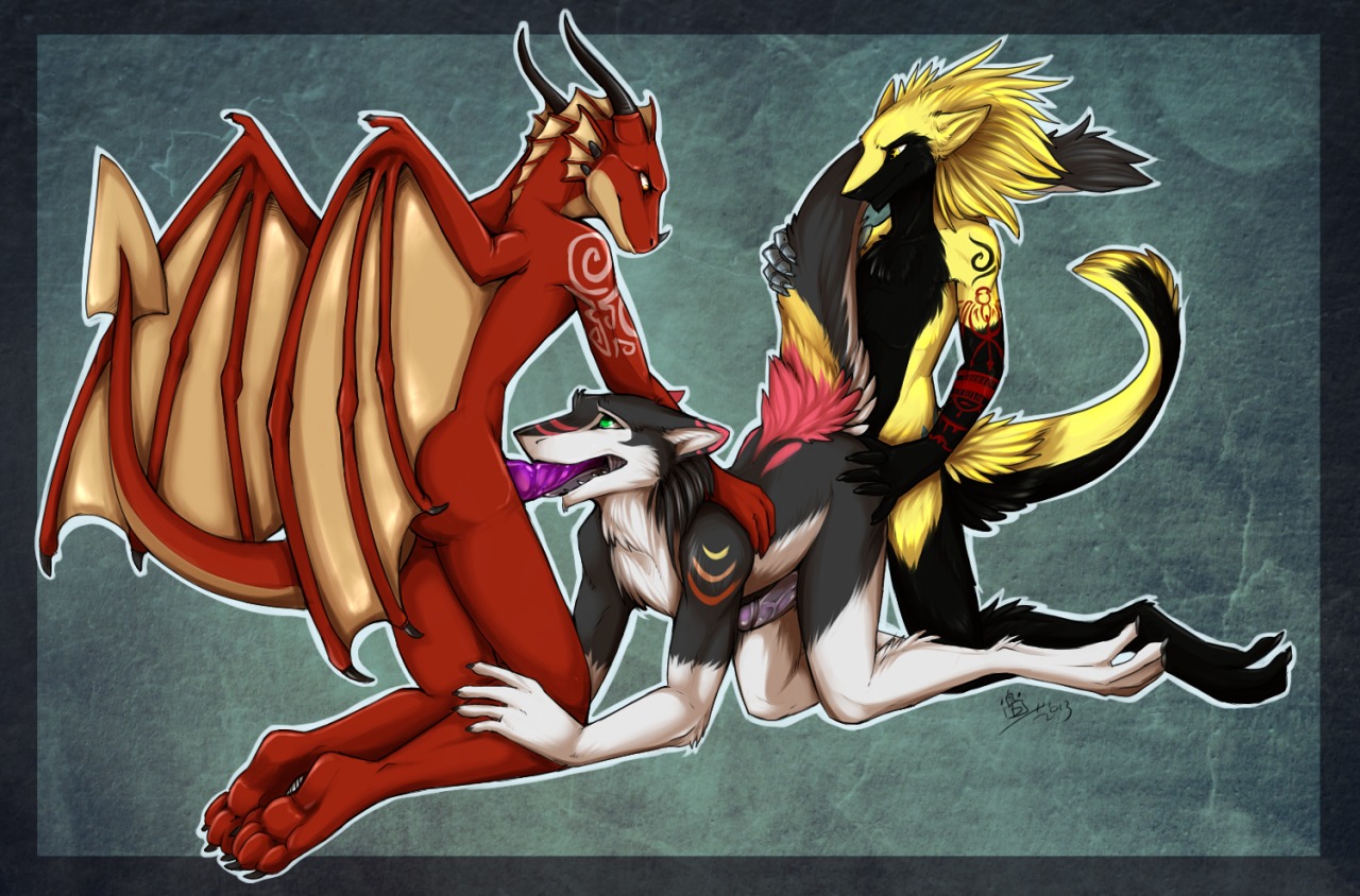 anal anthro anthro_on_anthro dragon e621 erection genitals grostenmeiers group gustav interspecies male male/male male_penetrated male_penetrating male_penetrating_male mammal mythological_creature mythological_scalie mythology nabkis open_mouth penetration penis scalie sergal sex tail tongue tonza