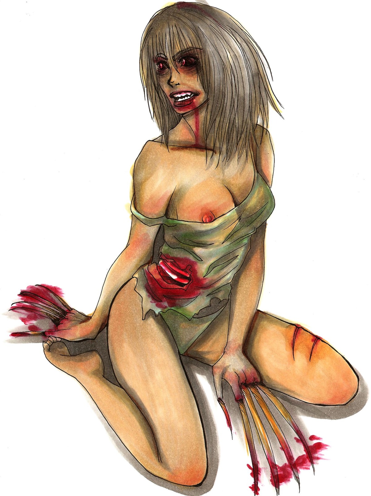 1girls 2d artist_request blood clothing corpse female female_only gore guro left_4_dead left_4_dead_(series) panties rule34 solo tagme witch_(left_4_dead) zombie zombie_girl