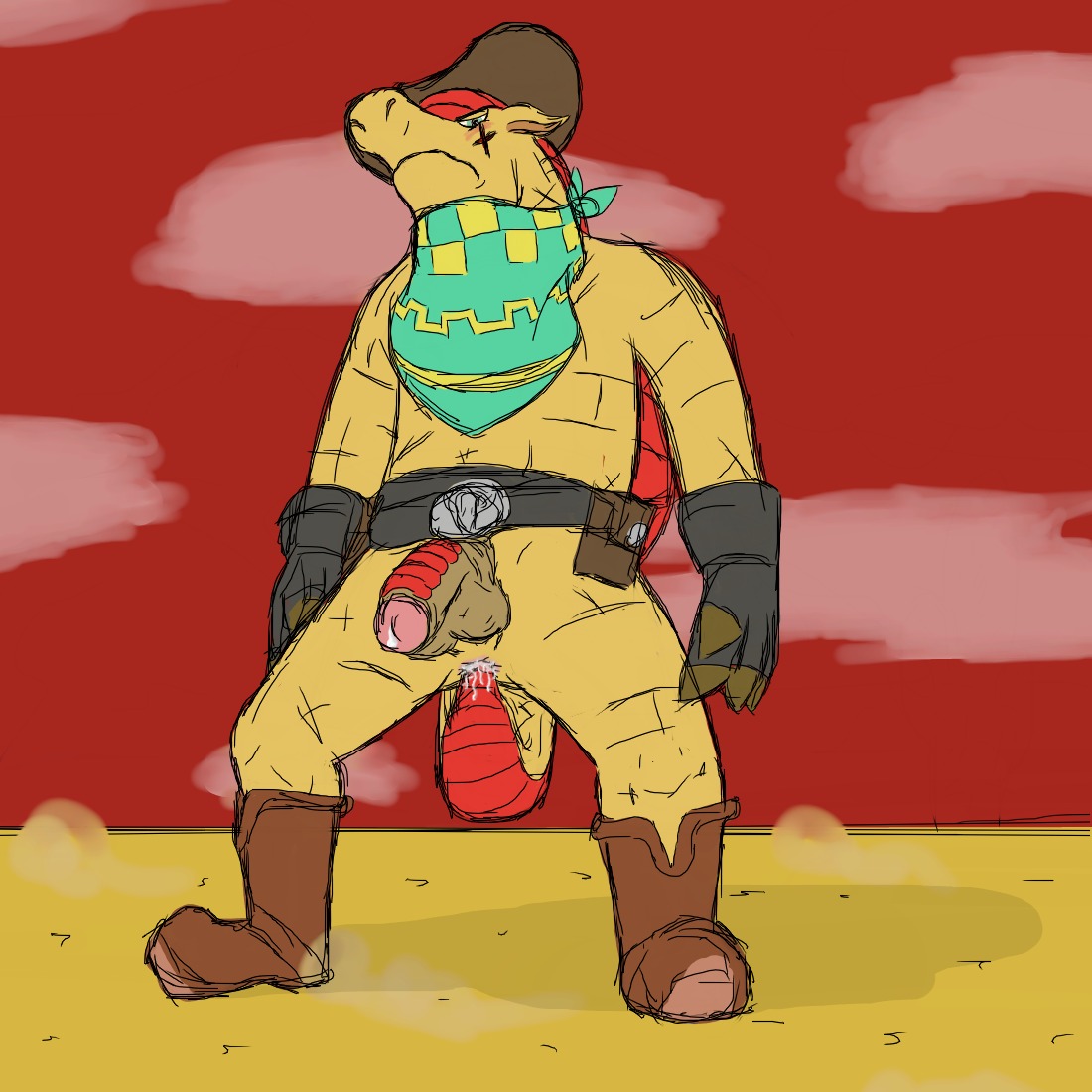 1:1 anal anal_masturbation anal_penetration anthro armadillo autopenetration balls belt bodily_fluids boots clothing cloud cowboy_hat cum dillon's_rolling_western dillon_(dillon's_rolling_western) e621 footwear foreskin frown genital_fluids genitals gloves half-erect handwear hat headgear headwear humanoid_genitalia humanoid_penis kerchief looking_at_viewer male mammal masturbation nintendo outside partially_retracted_foreskin penetration penis red_sky scar shoes sky solo tail tail_fetish tail_in_ass tail_in_own_ass tail_insertion tail_masturbation tail_play toony xenarthran zerr