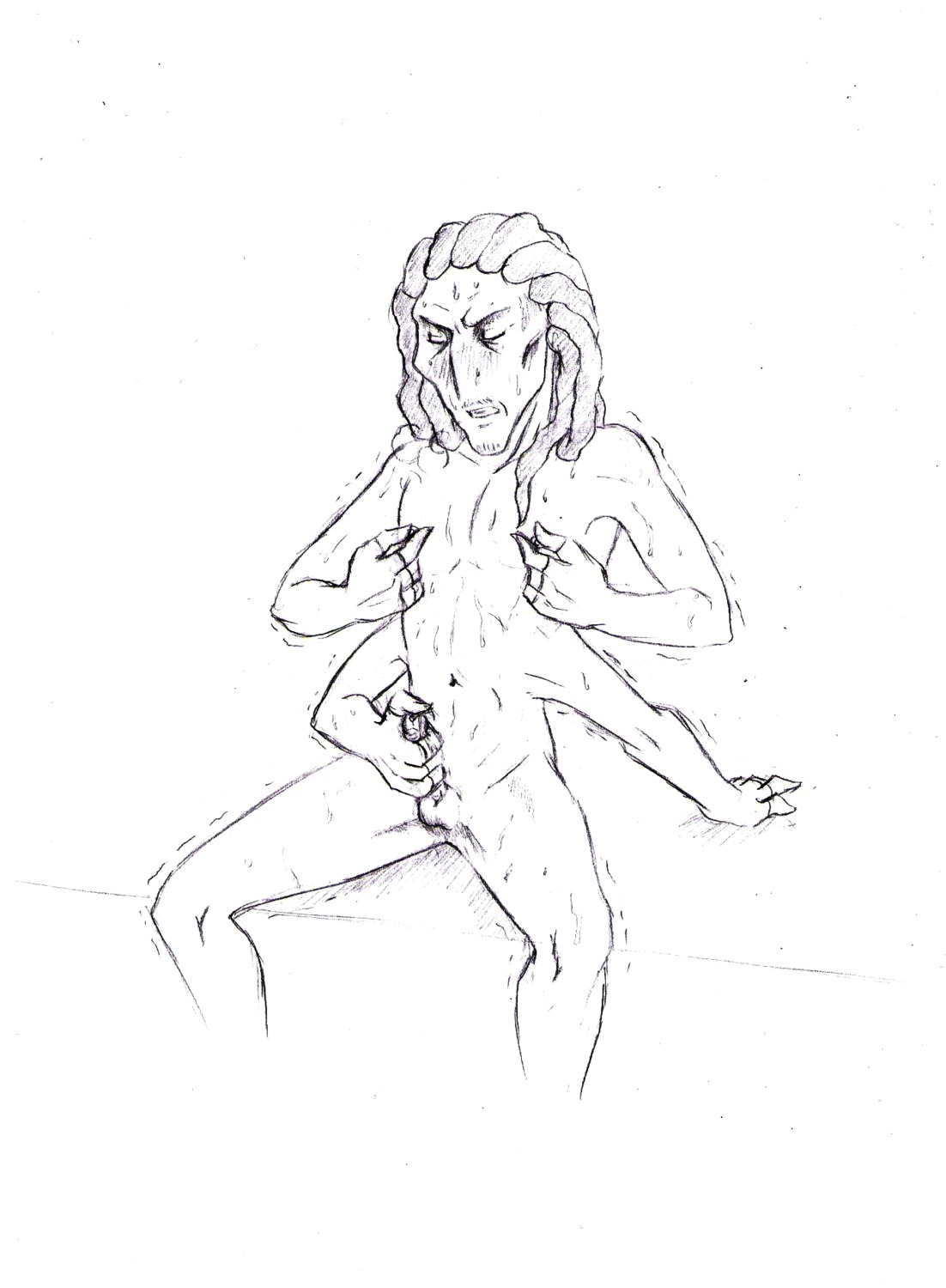 1boy gay male male_only masturbation monochrome osmosis_jones rule34 solo tagme thrax_(osmosis_jones)