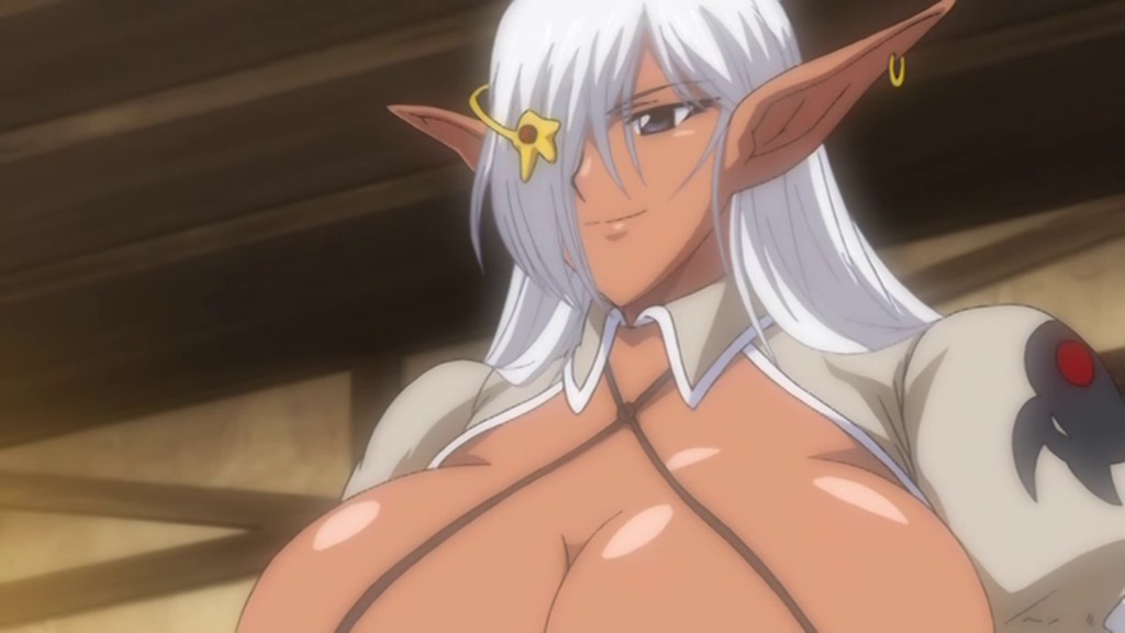 big_breasts breasts clothing dark_elf dark_elf_female elf elf_female elf_hime_nina female female_elf hair huge_breasts large_breasts long_hair miriya pointy_ears rule34 screencap screenshot tan-skinned_female tan_skin