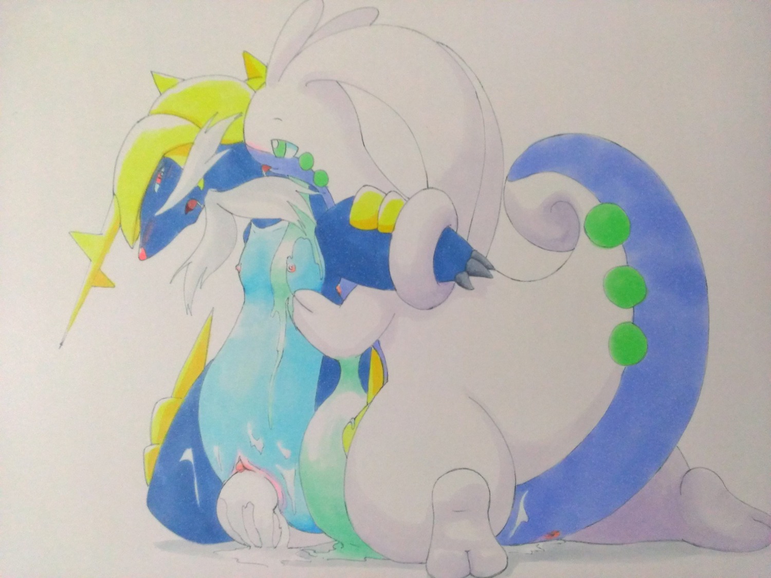 025aki 4:3 absurd_res anus blush bodily_fluids breasts clitoris cum dragon duo e621 female female/female feral generation_5_pokemon generation_6_pokemon genital_fluids genitals goodra hi_res mythological_creature mythological_scalie mythology nintendo non-mammal_breasts nude penetration pokemon pokemon_(species) samurott scalie semi-anthro sex small_breasts tail vaginal vaginal_penetration vulva