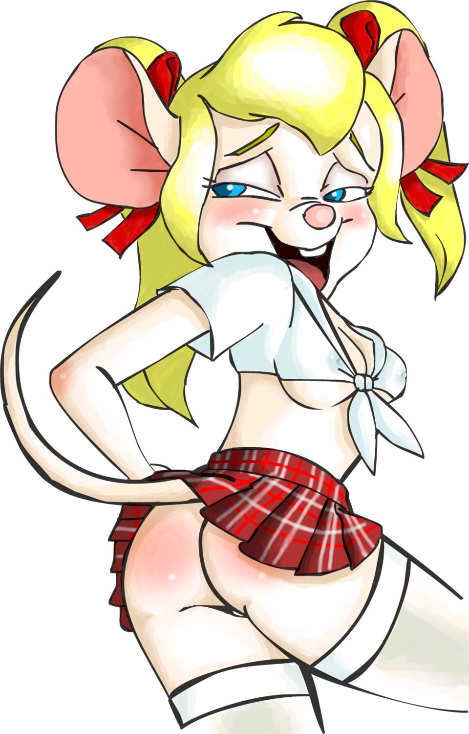 anthro anthrofied chip_'n_dale_rescue_rangers disney female gadget_hackwrench gkg mouse rodent rule34 thighhighs