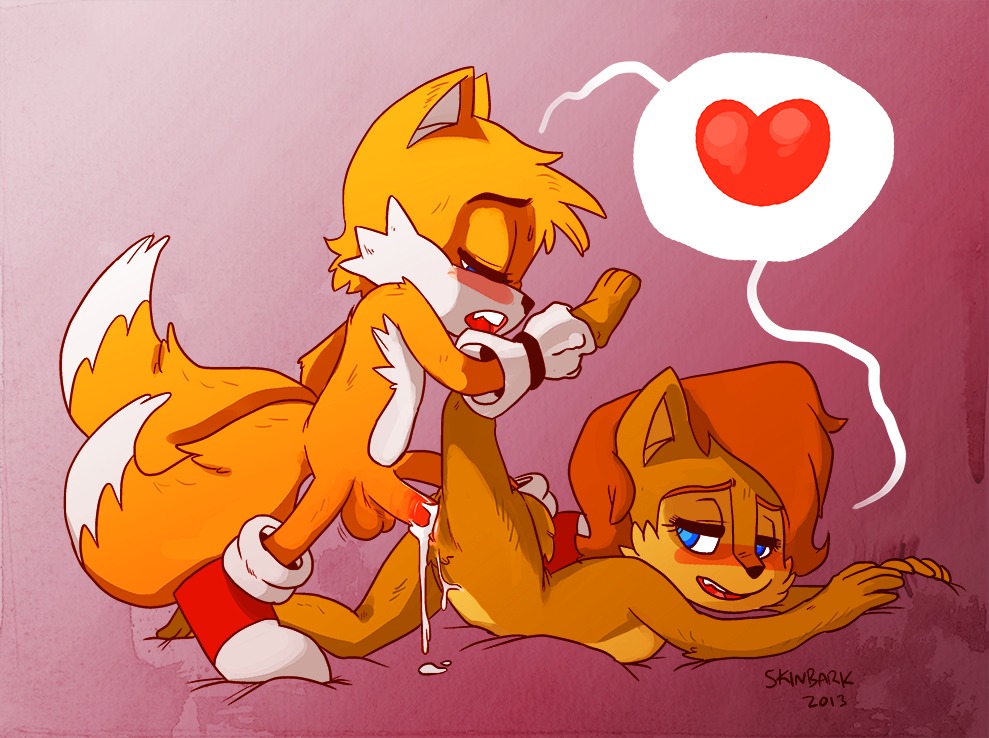 2013 anthro archie_comics bent_legs blue_eyes blush bodily_fluids brown_body brown_fur canid canine chipmunk clothing cum cum_in_vagina cum_inside dipstick_tail duo e621 erection eyes_closed feet female female_penetrated footwear fox fur genital_fluids genitals ground_squirrel hair hand_on_leg hand_on_shin happy happy_sex heart_reaction heart_symbol interspecies leg_grab lying male male/female male_penetrating male_penetrating_female mammal markings miles_prower nude on_front one_calf_up orgasm penetration penile penile_penetration penis penis_in_vagina pictographics raised_calf red_hair red_heart rodent sally_acorn sciurid sega sex shared_heart shared_speech_bubble shin_grab shoes side_view skinbark sonic_the_hedgehog_(archie) sonic_the_hedgehog_(comics) sonic_the_hedgehog_(series) speech_bubble tail tail_markings vaginal vaginal_penetration vulva young
